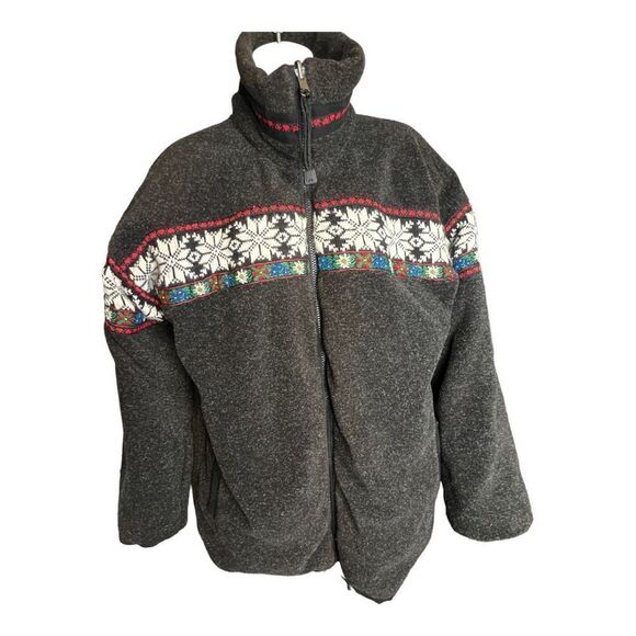 Obermeyer Womens Floral Thermolite Zip-Up Reversible Ski Jacket Red Gray VTG 12 - Picture 5 of 12